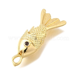 真鍮製マイクロパヴェキュービックジルコニアペンダント  魚の形  18KGP本金メッキ  22x8.5x5.5mm  穴：2.5x1.5mm&nbsp;KK-Z125-06G-01