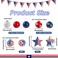 132Pcs 7 Style Independence Day Theme Printed Natural Wooden Beads Sets&nbsp;WOOD-SP0001-27