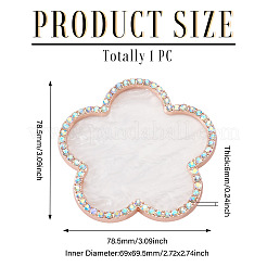 レジンネイルアートのカラーパレット  ガラスラインストーン付き  花  ホワイト  7.85x7.85x0.6cm&nbsp;MRMJ-TAC0009-16C