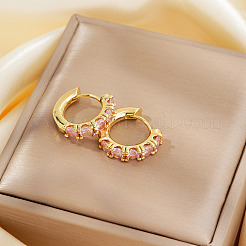 Stylish Brass Cubic Zirconia Hoop Earrings&nbsp;JG4210