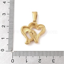 PVD真空メッキ304ステンレスペンダント  ハートチャーム  ゴールドカラー  20.5x18.5x4.5mm  穴：6x3mm&nbsp;STAS-R232-14E-G