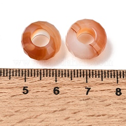天然赤瑪瑙ヨーロッパのビーズ  大穴ビーズ  多面カット  ロンデル  13x7.5mm  穴：6mm&nbsp;GG-NH0003-A03