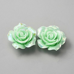 オペーク樹脂カボション  ローズ  淡緑色  34.5x35.5x16mm&nbsp;RESI-WH0013-18G