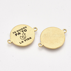 304ステンレス鋼の引用リンクコネクター  エナメル  単語とフラットラウンド  ゴールドカラー  21.5x16x1mm  穴：1.4mm&nbsp;STAS-S079-95L-G