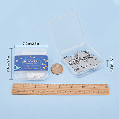 ステンレスペンダント201個  レーザー切断  混合図形  ステンレス鋼色  48.5x27x1mm  穴：1.4mm  10個/箱&nbsp;STAS-SC0001-80P