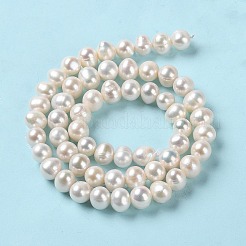 天然養殖淡水パールビーズ連売り  ポテト  グレード3a+  パパイヤホイップ  7~8x6~7mm  穴：0.7mm  約58個/連  15.55''（39.5センチメートル）&nbsp;PEAR-E018-15