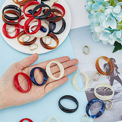 アクリル天然石風スタイルのリンキングリング75個  75個のccbプラスチック製クイックリンクコネクタ付き  オーバル  ミックスカラー  19~39.5x12~34.5x4.5~6.5mm  内径：7~18.5x14~33mm&nbsp;OACR-FH0001-046