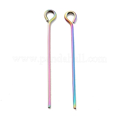 イオンプレーティング（IP）304ステンレススチールアイピン  虹色  25x0.6mm  22ゲージ  穴：1.8mm&nbsp;STAS-E156-01M-01