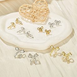 304ステンレススチール製蝶結びスタッドピアス1組  14KGP本金メッキ  13x15.5mm&nbsp;EJEW-SZ0002-06G