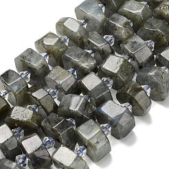 天然石ラブラドライトビーズ連売り  ナゲット  多面カット  プラスチック製のビーズと  14~16x14~16x7~9mm  穴：1.4~1.8mm  約28~31個/連  15.04~15.24インチ（38.2~38.7cm）&nbsp;G-L642-H05-01