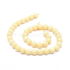 天然石イエロージェイド翡翠ビーズ連売り  ラウンド  10mm  穴：1mm  約40個/連  15.75インチ（40cm）&nbsp;G-D0010-02-10mm