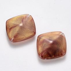 天然石風アクリルビーズ  グリッターパウダー付き  菱形  ダークサーモン  30x27.5x11mm  穴：2.5mm  対角長さ：30mm  辺の長さ：25mm  約128個/481g&nbsp;LS-OACR-R075-05B-05