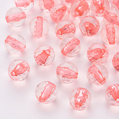 透明なアクリルビーズ  ラウンド  多面カット  ライトコーラル  6x5.5mm  穴：1.4mm  約4160個/500g&nbsp;TACR-S154-11A-52