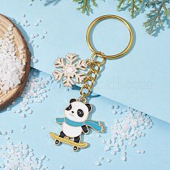 Snowflake & Panda Alloy Enamel Pendant Keychains&nbsp;KEYC-JKC00630-03