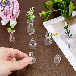 7個 7スタイル ガラス花瓶 ミニチュア植木鉢 装飾品  小道具の装飾を装ったマイクロランドスケープガーデンドールハウスアクセサリー  透明  14.5~50.5x19.5~33mm  内径：5.5~16mm  1個/スタイル&nbsp;AJEW-FH0007-02
