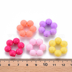 不透明なアクリルビーズフレーム  染め  多面カット  花  ミックスカラー  23x21x7mm  穴：2mm  約312個/500g&nbsp;TACR-S153-31H