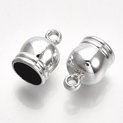 UVメッキABSプラスチックコードエンド  エンドキャップ  プラチナ  17.5x12.5mm  穴：2mm  内径：10mm&nbsp;X-CCB-S162-16A-04
