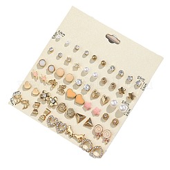 30Pairs Alloy & Plastic Imitation Pearl & Rhinestone Stud Earring Sets&nbsp;WGF62EF-07