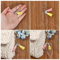 DIYの空白のキーホルダー作成キット  アクリル板入り  PUタッセルペンダント  アイアン製キーリング  取扱説明書  ミックスカラー  150pc&nbsp;DIY-WH0453-25