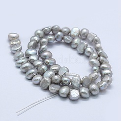天然養殖淡水パールビーズ連売り  染め  研磨両側  銀  5~7x5~7x5~7mm  穴：0.2mm  約53個/連  13.9インチ&nbsp;PEAR-K004-13E