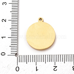304ステンレスペンダント  猫の形と宇宙のチャームが付いたフラットラウンドい形  ゴールドカラー  18.5x16x1mm  穴：1.4mm&nbsp;STAS-F367-05G