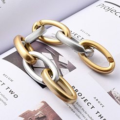 手作りの不透明なスプレー塗装アクリルアズキチェーン  ジュエリー作りのための  オーバル  金銀  リンク：35x19x6mm  39.37インチ（1m）/連&nbsp;AJEW-JB00749-03