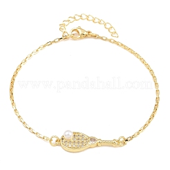 Brass Micro Pave Clear Cubic Zirconia Link Bracelets for Women&nbsp;KK-CBA68DA-01