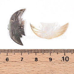 天然の黒リップシェル彫刻ペンダント  魚のチャーム  貝殻色  27~27.5x12~13x1~2mm  穴：1.2~1.4mm&nbsp;SHEL-N036-14