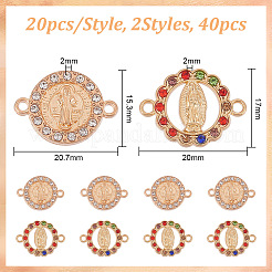 40Pcs 2 Styles Flat Round Alloy Connector Charms&nbsp;FIND-GO0001-33