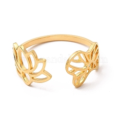 304ステンレススチールオープンカフリング  花  usサイズ8（18.1mm）&nbsp;RJEW-Q808-03A-G