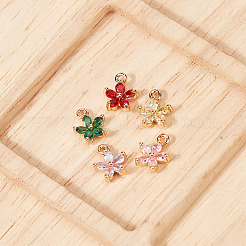 10Pcs 5 Colors Brass Cubic Zirconia Bauhinia Flower Charms&nbsp;KK-ME0004-85