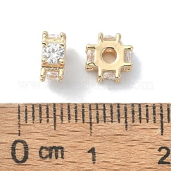真鍮ビーズ  カドミウムフリー＆ニッケルフリー＆鉛フリー  ガラスと  コラム  18KGP本金メッキ  7x7x3mm  穴：2mm&nbsp;KK-A194-15G