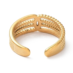Ion Plating(IP) 304 Stainless Steel Hollow Multi Line Open Cuff Rings&nbsp;RJEW-D006-02G