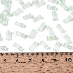 Fgbグレードaドローベンチスタイルガラスシードビーズ  竹の共同  模造キャットアイビーズ  淡緑色  7.5x3.5~4mm  穴：1.2~1.5mm  約3000個/ポンド&nbsp;SEED-Q040-01A-02