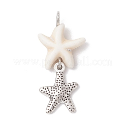 7Pcs 7 Styles Natural Howlite Starfish & Alloy Sea Animals Pendants&nbsp;PALLOY-JF03752-02