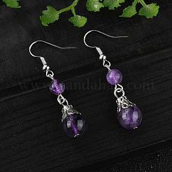 Natural Gemstone Dangle Earrings&nbsp;EJEW-JE01374