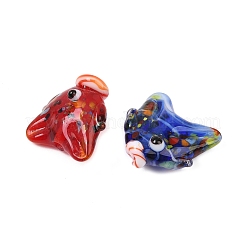 手作りランプワークビーズ  魚  ミックスカラー  17~19x19~21x10~11mm  穴：1.4mm&nbsp;LAMP-T023-16M