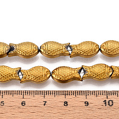 電気メッキガラスビーズセット  魚  黄金メッキ  15x8.2x5.3mm  穴：0.9mm  約50個/連  26.77~27.17''（68~69センチメートル）&nbsp;EGLA-T025-03G