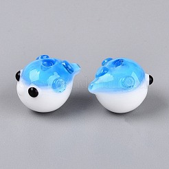 手作りランプワークビーズ  フグ  ディープスカイブルー  12~14x12~14x16~18mm  穴：1.2~1.5mm&nbsp;LAMP-Q039-12B
