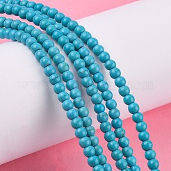 合成ターコイズビーズ連売り  染め  ラウンド  ディープスカイブルー  4mm  穴：1mm  約110個/連  15.6インチ&nbsp;TURQ-G106-4mm-02F
