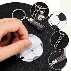 スポーツボールのアクリルペンダントキーホルダー作りキット  鉄製のスプリットキーリングとフェイクスエードのタッセル付き  サッカー  8~50x0.9~10mm  穴：1.8~6.2mm.&nbsp;DIY-SP0001-44D