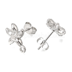 304ステンレススチールスタッドピアス金具  ヒトデ  カン付き  ステンレス鋼色  14x12mm  穴：1.2mm  ピン：0.8x10.5mm&nbsp;STAS-D391-03A-P