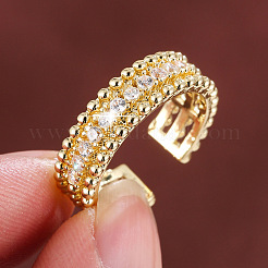 Brass Micro Pave Cubic Zirconia Cuff Open Rings&nbsp;WG3C068-01