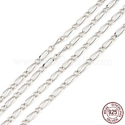 変色防止ロジウムメッキ 925スターリングシルバーフィガロチェーン  ハンダ付け  プラチナ  リンク：5x2x0.5mmと3x2x0.5mm&nbsp;STER-F052-15P