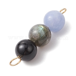 Dyed Natural Malaysia Jade & Black Onyx(Dyed & Heated) & Amethyst & Labradorite & Rose Quartz Round Beaded Connector Charms&nbsp;PALLOY-JF04052-02