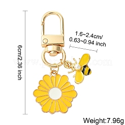 合金エナメルペンダント装飾  合金製カニカン付き  ミツバチ/花  きいろ  60mm&nbsp;HJEW-YW00015-01