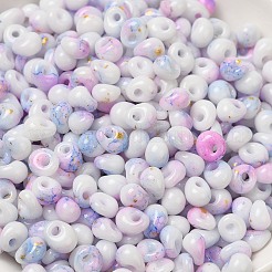 焼付塗装ガラスシードビーズ  丸い穴  ティアドロップ  スミレ  5~5.5x4~5x3~3.5mm  穴：1.2mm  約2500個/ポンド&nbsp;SEED-F006-01A-03