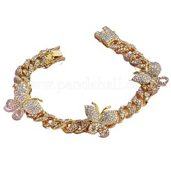 Butterfly Alloy Full Crystal Rhinestone Cuban Link Chain Anklets for Women&nbsp;FS-WG57E69-01