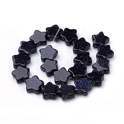 合成ブルーゴールドストーン青金砂石ビーズ連売り  スター  12x12x4~5mm  穴：1mm  約20個/連  8.26インチ&nbsp;G-R451-08B