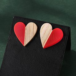 Resin & Wood Stud Earrings&nbsp;EJEW-N017-002A